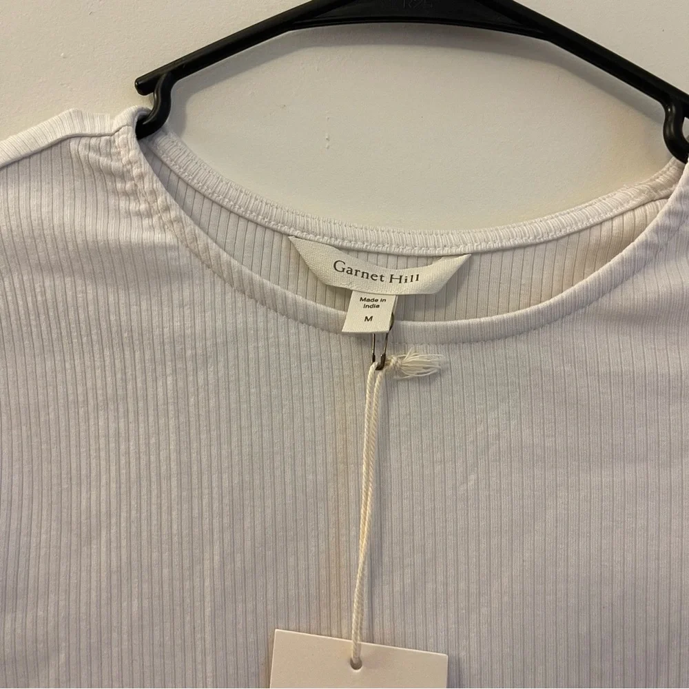 Garnet Hill M NWT Ribbed Long Sleeve Shirt Organic Cotton Modal Classic Staple - Picture 3 of 5